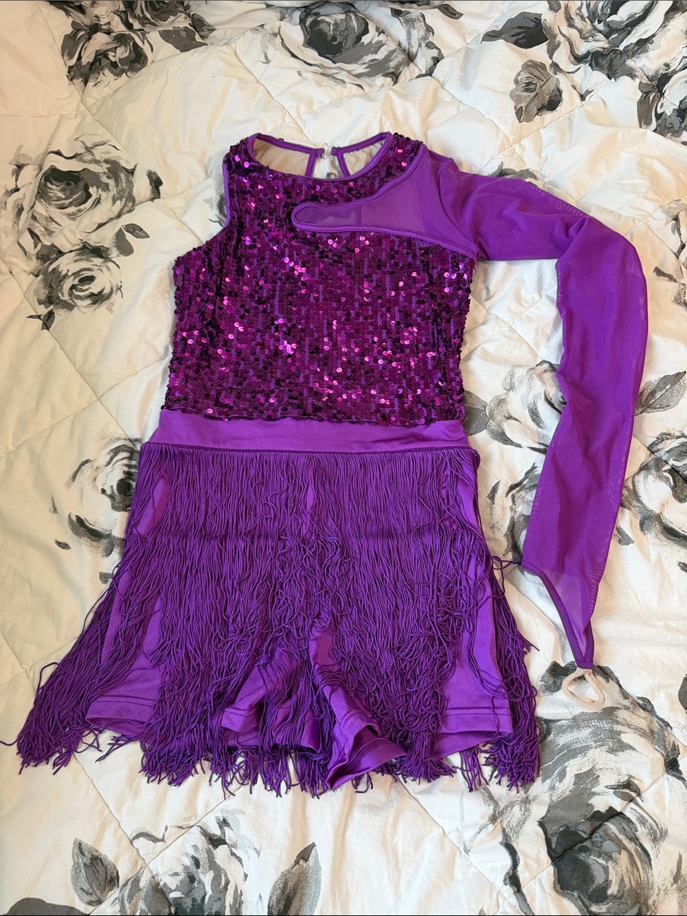 Purple Sequin Fringe Dance Costume